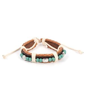 Boho leather and turquoise stone bracelet